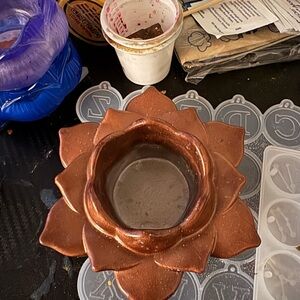 Copper Flower-Shaped candle holder epoxy resin